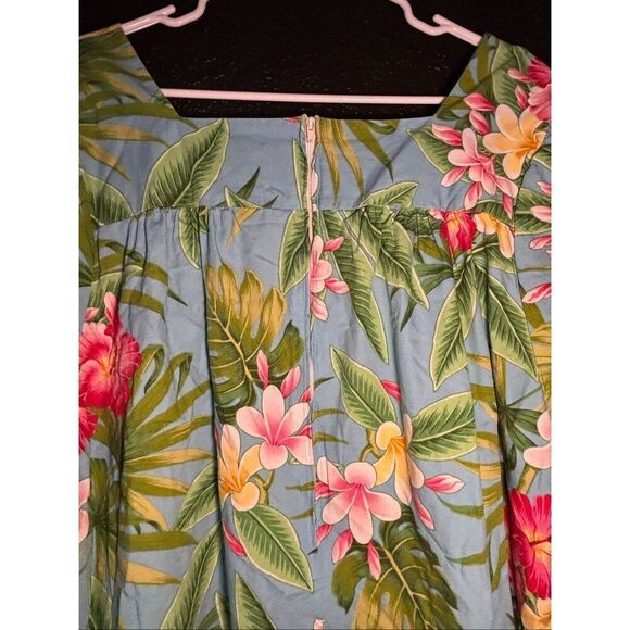 Hilo Hattie vintage Hawaiian mumu dress 3XL floral tropical pink blue - Picture 6 of 9